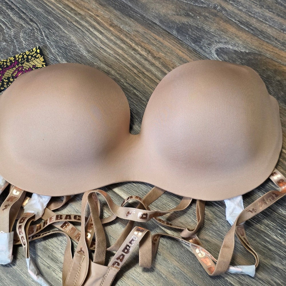 Bareback Bra 38B Nude Multi-Way Convertible Low Back Wireless Rose Gold Straps